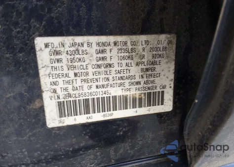 2006 Acura Tsx from USA, damaged, VIN JH4CL95836C013452